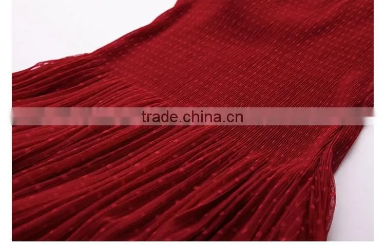 Young lady summer Europe fashion jacquard pleated dress