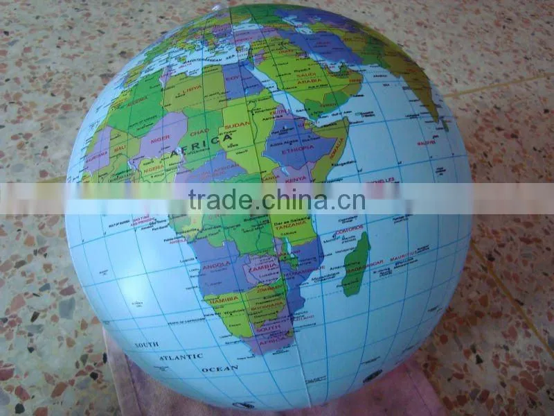 Deflated size 16 inches inflatable globe ball