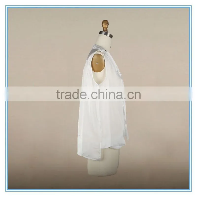 Ladies Sleeveless Chiffon Blouse Silk Charmeuse Fabric New Design Fashion Top