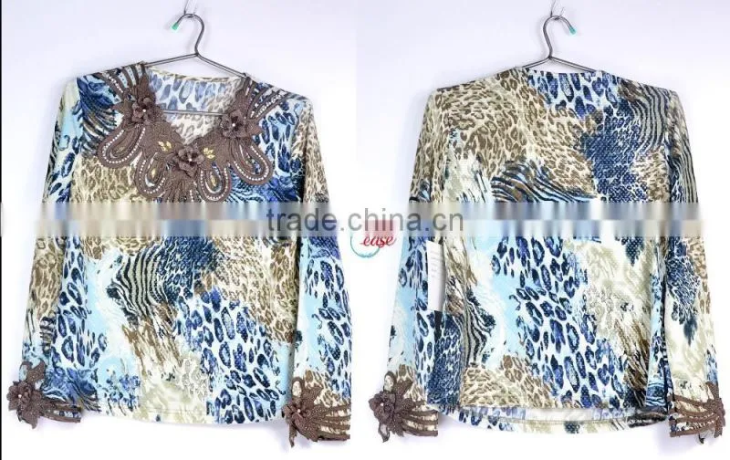 women twin set printing chiffon bouse causal