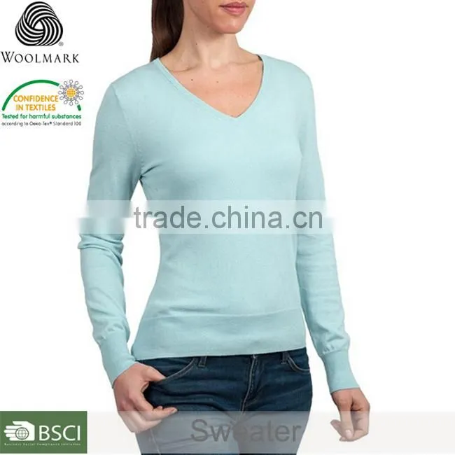 Women sweater wholesale cotton V-neck sweater