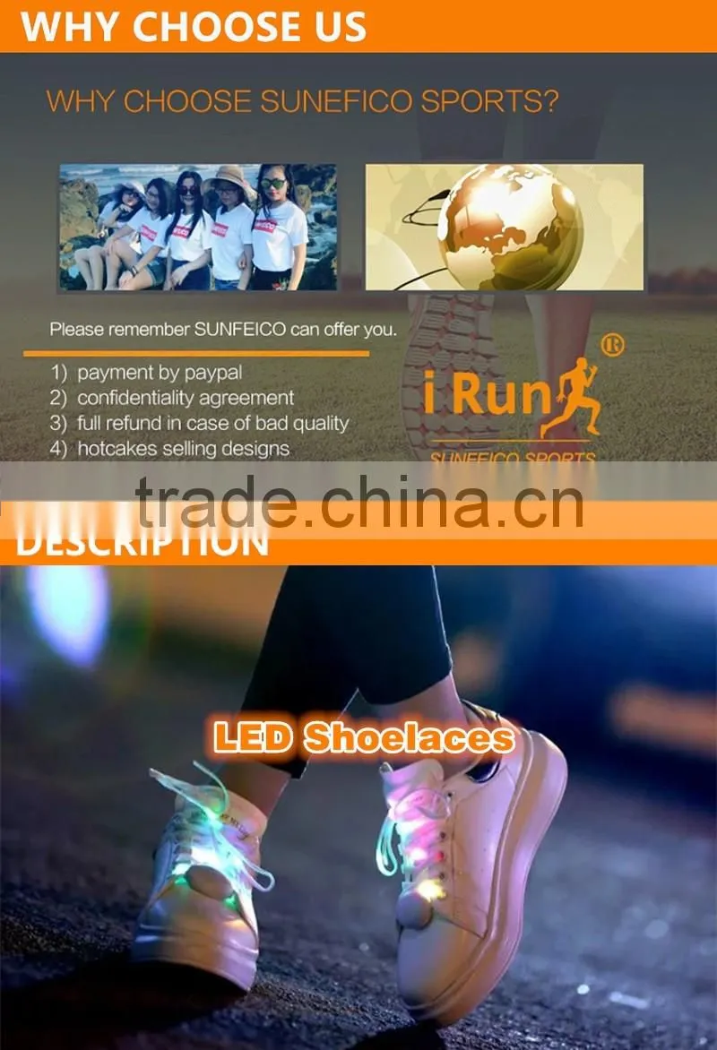 High Quality Nylon LED Shoe Laces - Party Led Flashing Cheerful Lighting Shoelace - Light Up Orange Glowing LED Shoelaces