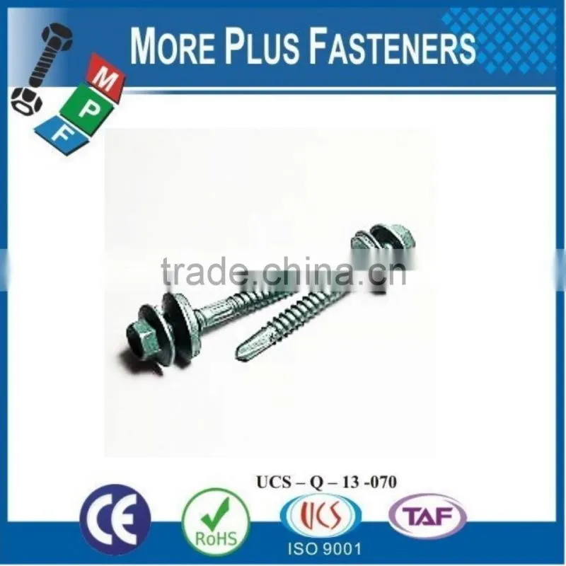 Made In Taiwan Dome Seal Roof Self Drilling Screw Head Hex Rubber Washer Self Drilling Screw Hex Head Bonded Washer Self Drillin