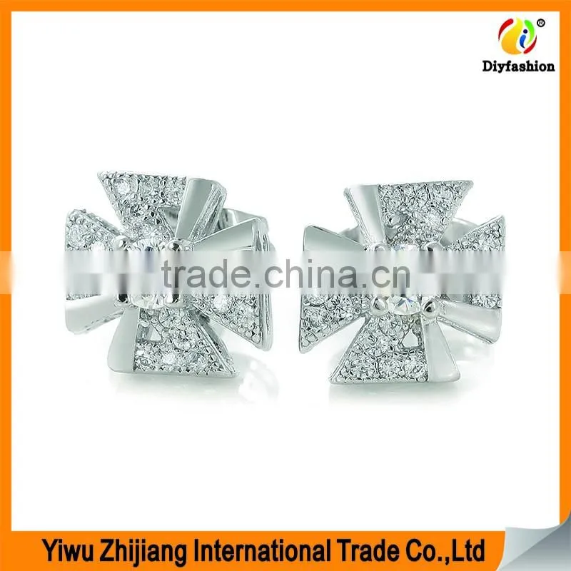 2017 new fashion Four Leaf Clover set auger Inlay zircon Platinum plating earrings