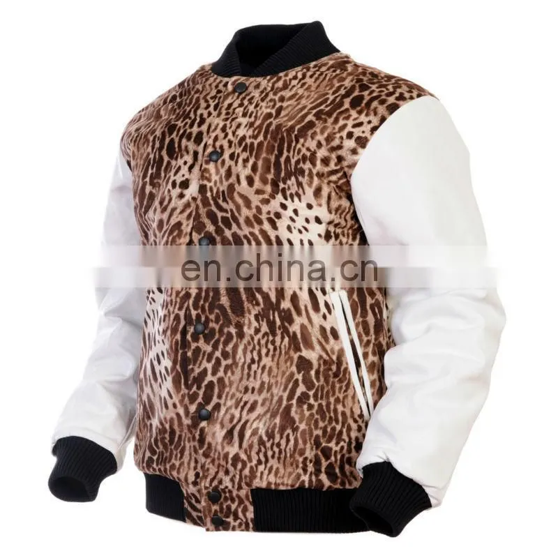 fashion cotton and spandex leopard printed cuff slim blazer jacket 2016 design