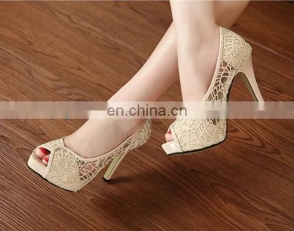 High-heeled shoes with fish head and Sweet bow satin