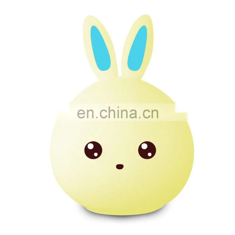 Hot Selling Lovely Rabbit Silicone Night Lamp USB Rechargeable Colorful Led Light