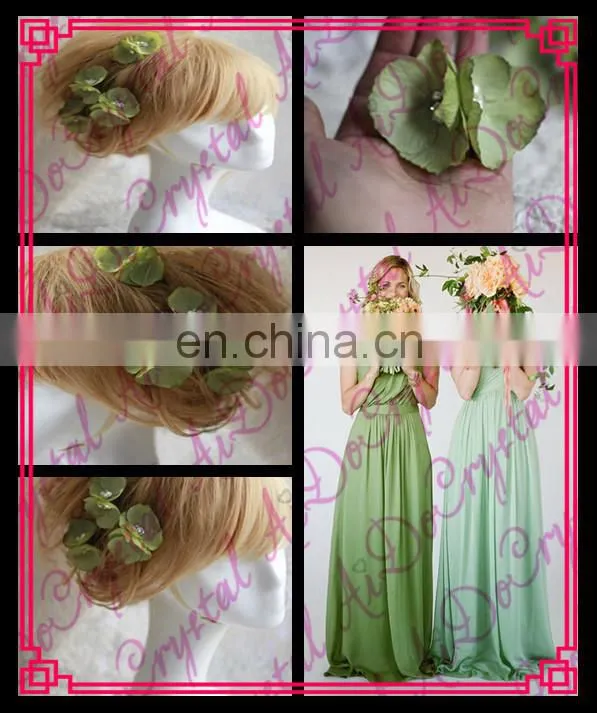 Aidocrystal green flower hair trim piece hair clip,green hair piece pins floral tiaras