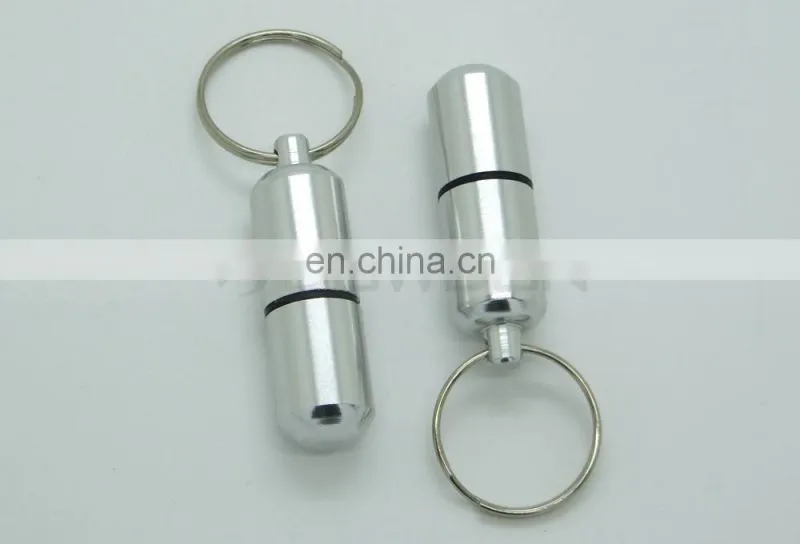 Waterproof Aluminum Medicine Pill Container Box Bottle Case Key Chain Holder