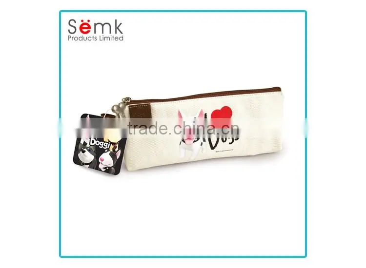 Hot sale polyester magnetic animal printing cotton pencil case for girl