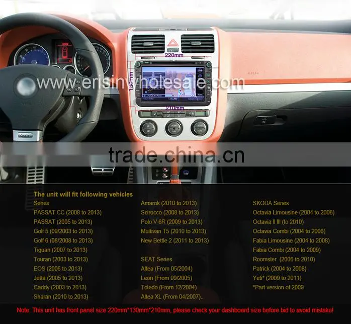 Erisin ES9611V 8" 2 Din Car DVD Player with GPS 3G TV
