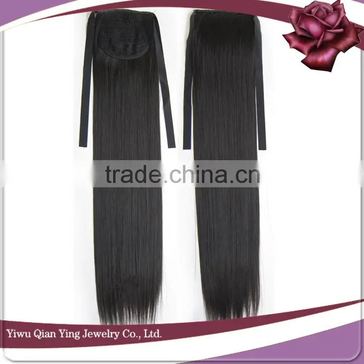 stars straight brown synthetic hair band ponytail