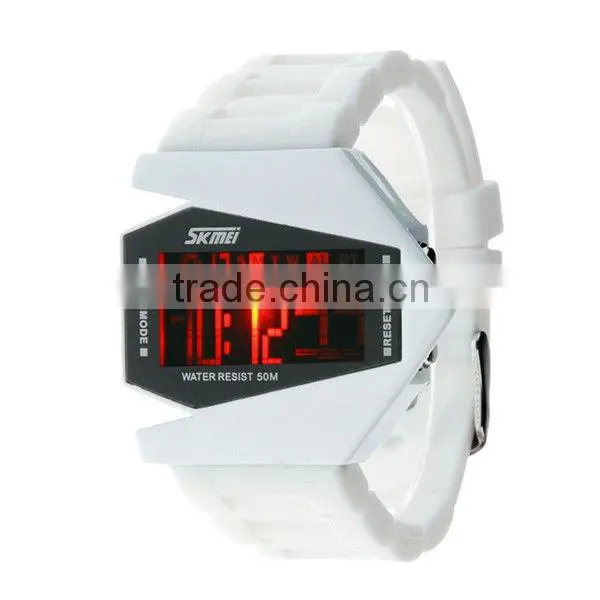 Hot lovely new fashion silicone stealth aircraft led watch