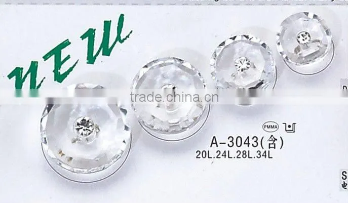 transparent Acrylic button with rhinestone in center