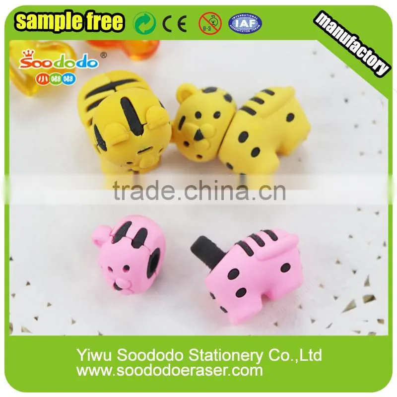 TPR 3d tiger erasers