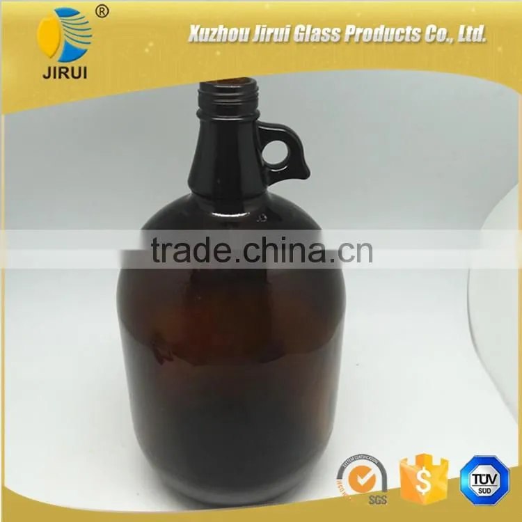 4L amber wine glass bottle with handling