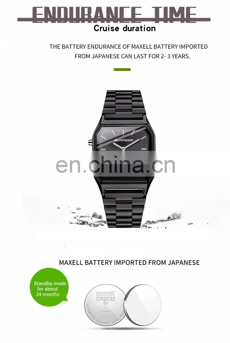 SANDA 747 Simple High Quality Digital Quartz Watch For Man Stainless Steel Time To Showed Luminous Fashion Watches Men