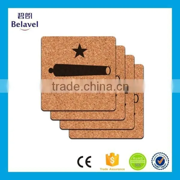 Promotional logo printed cup wooden custom cork coaster