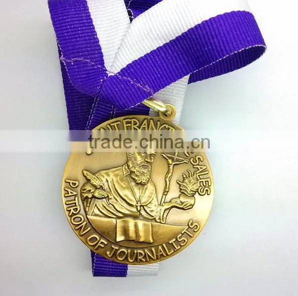 3D Custom casting kung fu metal medal with ribbon