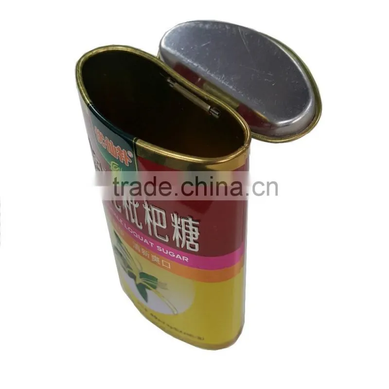 samll metal box candy tin can with hinged
