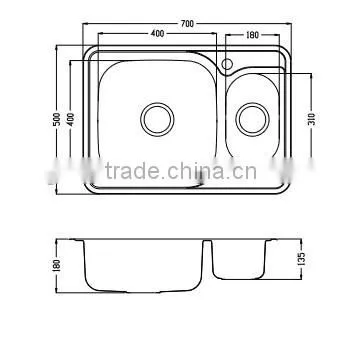 7050#stainless steel kitchen sink russian design