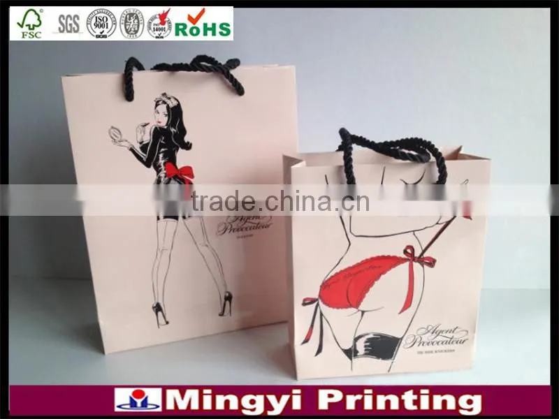 Customer design paper gift bag with handle for shopping