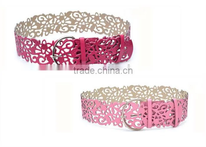 Korean Fashion Casual Pin Buckle Belt ,Women Hollow Decorate Wide Leather Belt