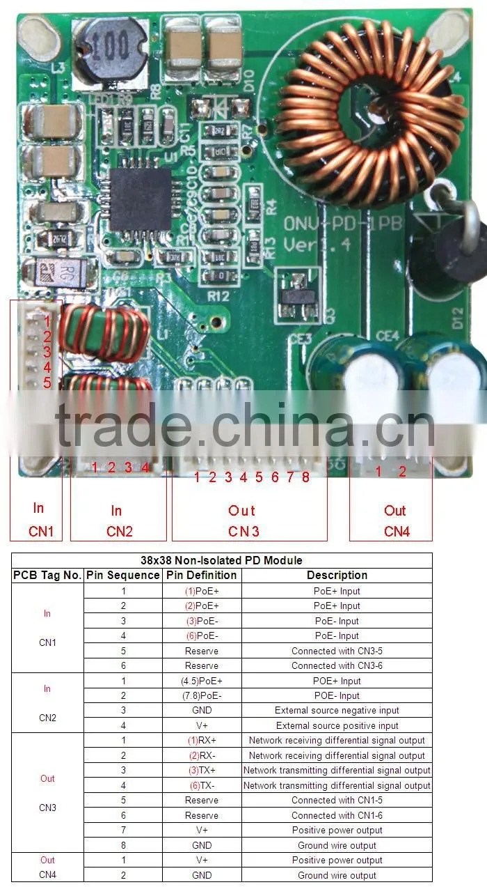 PoE Module Compatible with IEEE802.3af Standard with 15.4W for IP Webcam