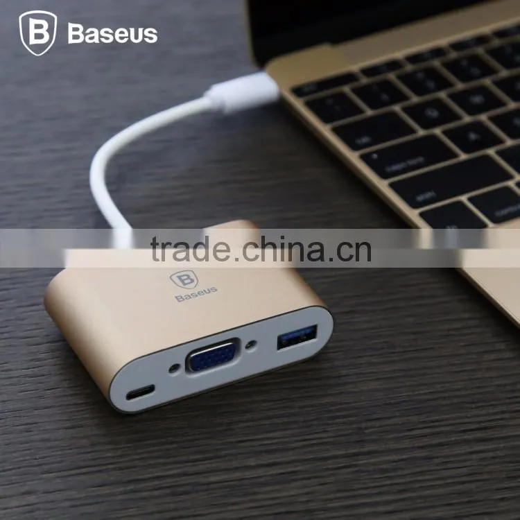 Fashion Baseus 2A 155mm Type-C Aluminum Alloy USB Data Cable To VGA HUB Adapter For TV Game Box Compute TB-0402