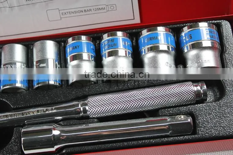 25PCS 1/2" metal box socket set with L handle 4025AAL GS KING TOOLS made in china