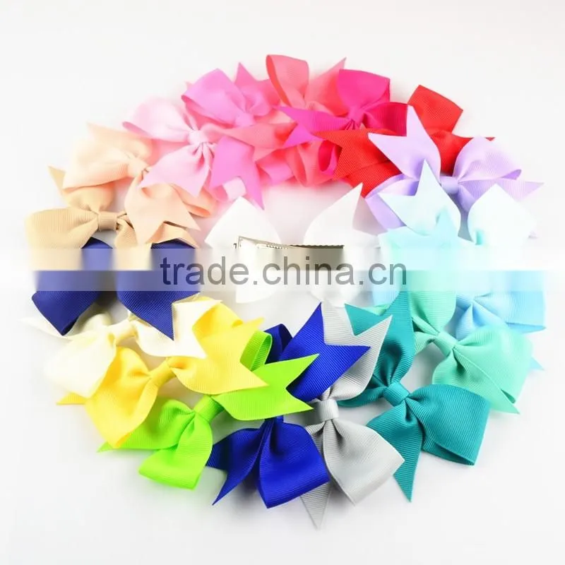 grosgrain ribbon silk bow with hair clips in 27colors - cheap children girl hair accessories handmade bowknots