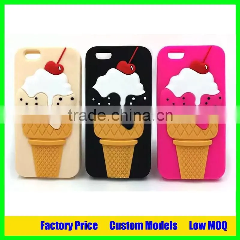 Ice cream design silicone rubber case for iphone 6 cover