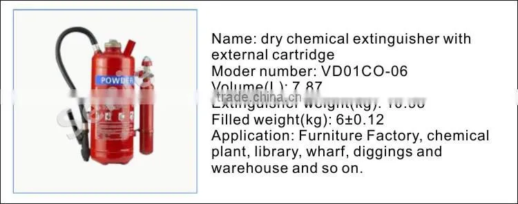 dry chemical fire extinguisher with external gas cartridge VD01CO-06