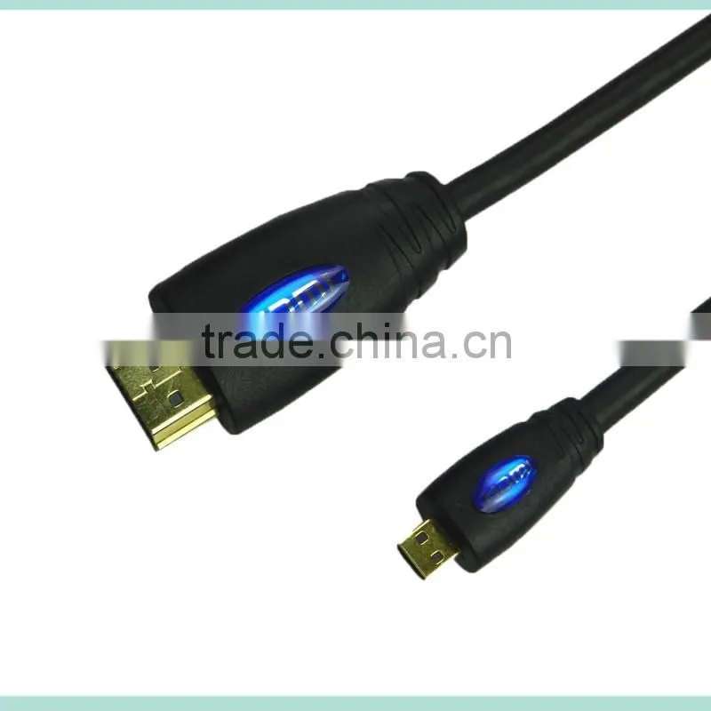 Low price HDMI 19pin A male to D male cable with Ethernet support 3D and 4K