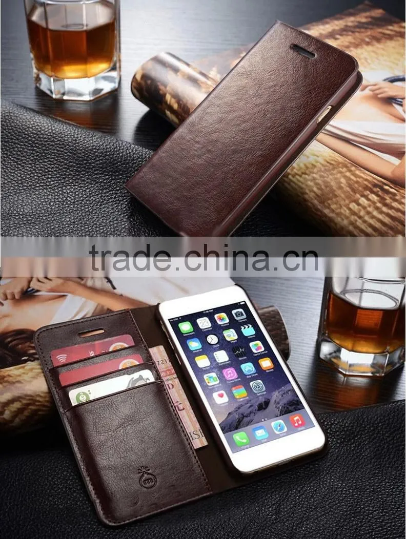Slim origina leather card slot case wallet case cover for iphone samsung s6 core