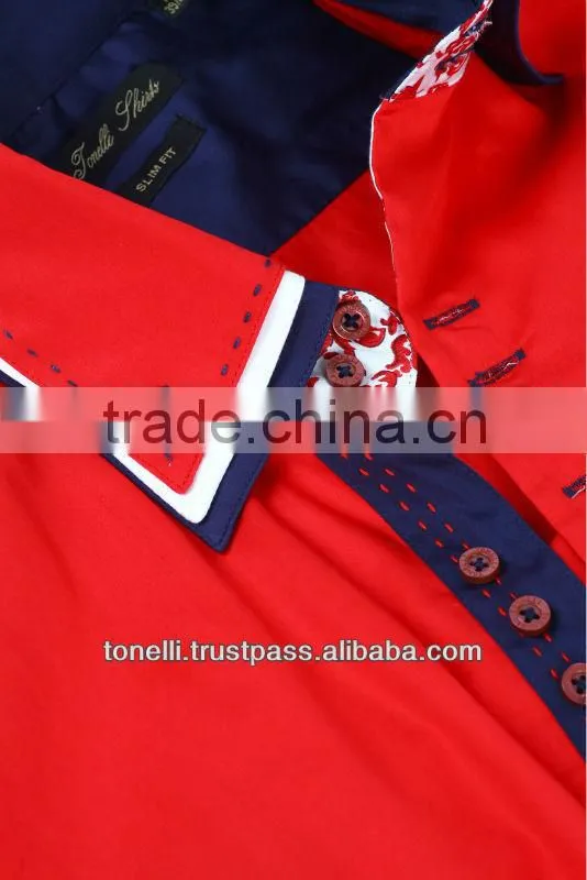 Stylish Triple Collar Red Shirts from Turkey - Free Worldwide Shipping