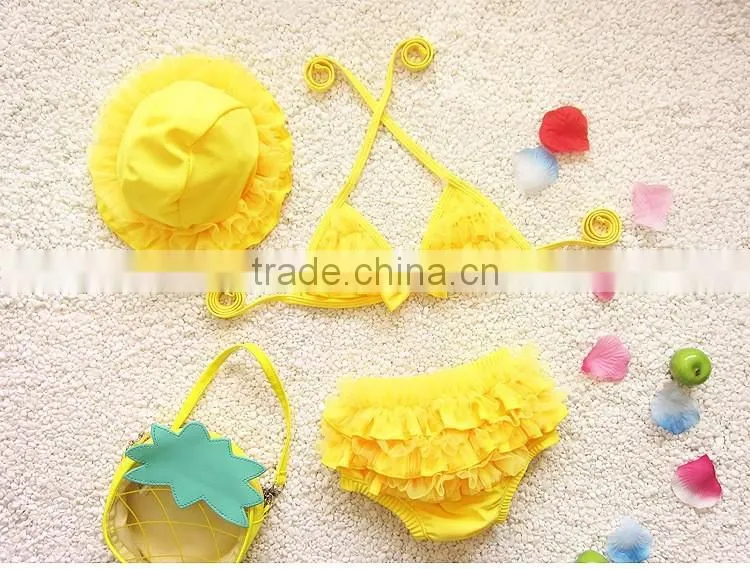 Cute Summer Girl Swimswear For Kids,Fashion Children Bikini Set With Hats