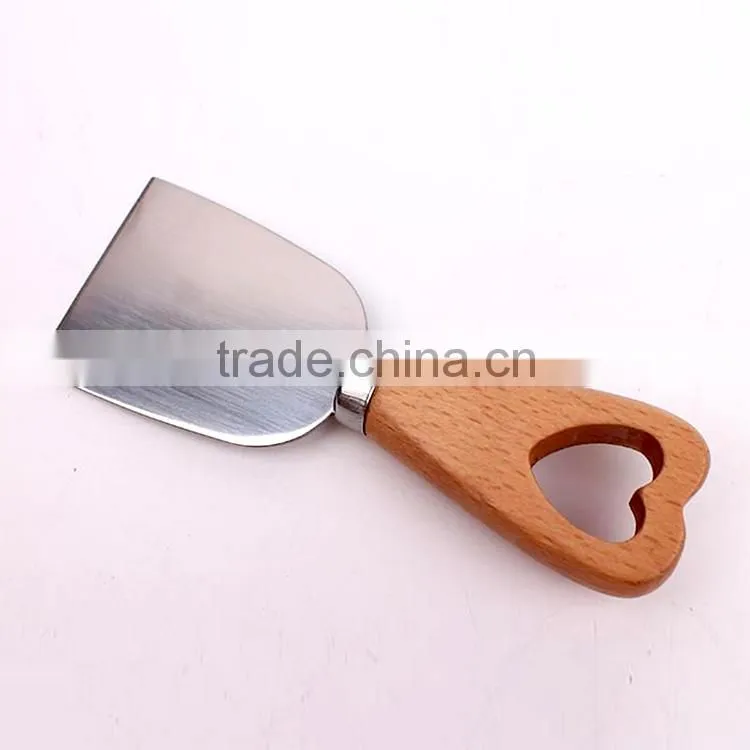 cheese tool set with heart hole wooden handle cheese fork