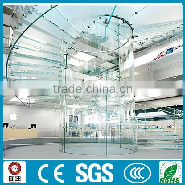 U Shape glass staircase YD-9009