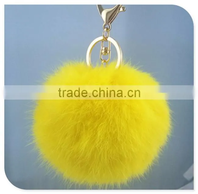 Real Rabbit Fur ball Furry Ball keychain for Mobile Phone Tag,Handbag Charm keychain