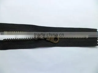 5# plastic zipper resin zipper plated antic-brass teeth with auto-lock pipa slider garment zipper