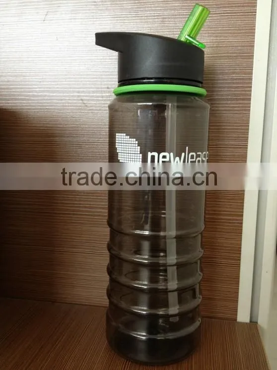 Promotional 24 Oz. Banded Gripper plastic Bottle with Straw