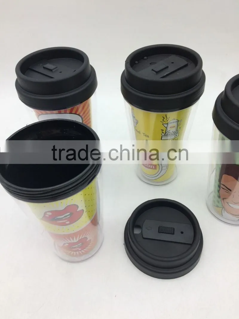 Best sale Double wall paper insert replaceable Platic Bottle Coffee cuo starbucks Mug