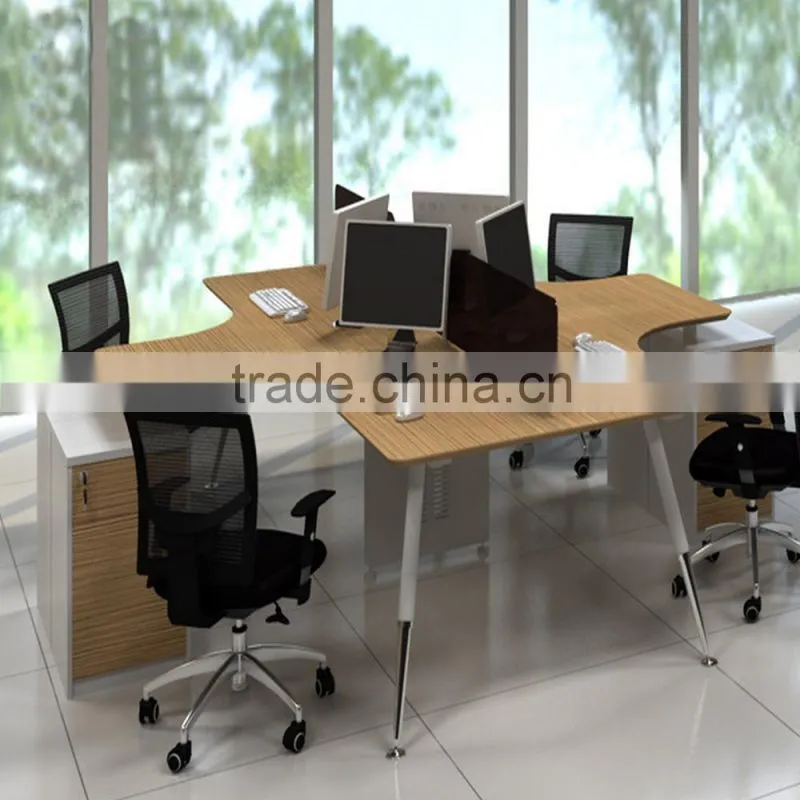 Modern Office Desks four People Wood Computer Workstation