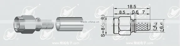 Reverse Polarity SMA male body with female pin crimp straight for RG58 cable rf connector
