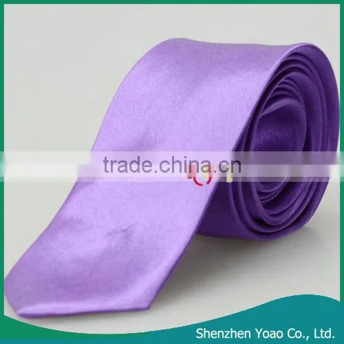 5 * 145cm Delicate Pure Color Ties Silk Dark Purple