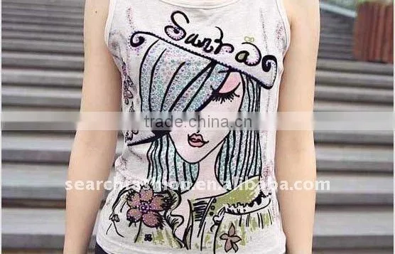 Newest DIY designs hot fix rhinestones motif with cloth motif on garment