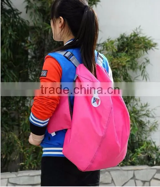 Custom waterproof 210D nylon foldable backpack outdoor travel folding bag