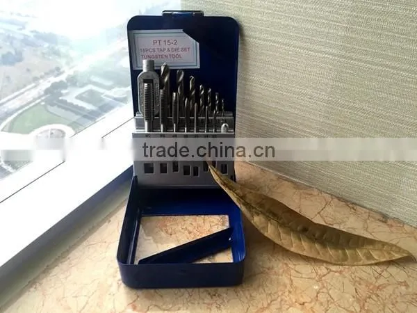 15piece alloy or hss hand tap and drill set