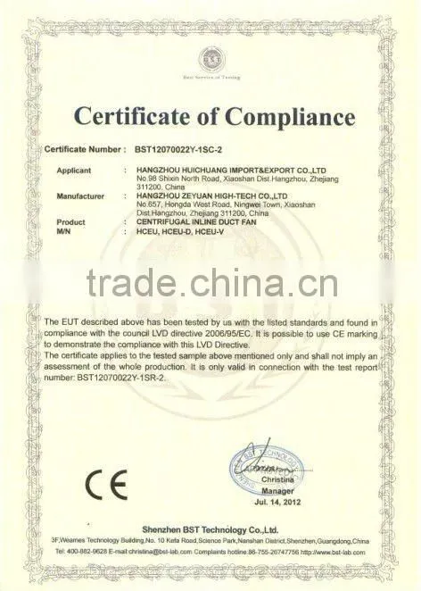 CE/ROHS RD315 circular duct fan
